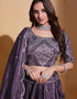 Traditional Function Wear Lehenga Choli Collection Purple Organza Silk Lehenga Choli Back View